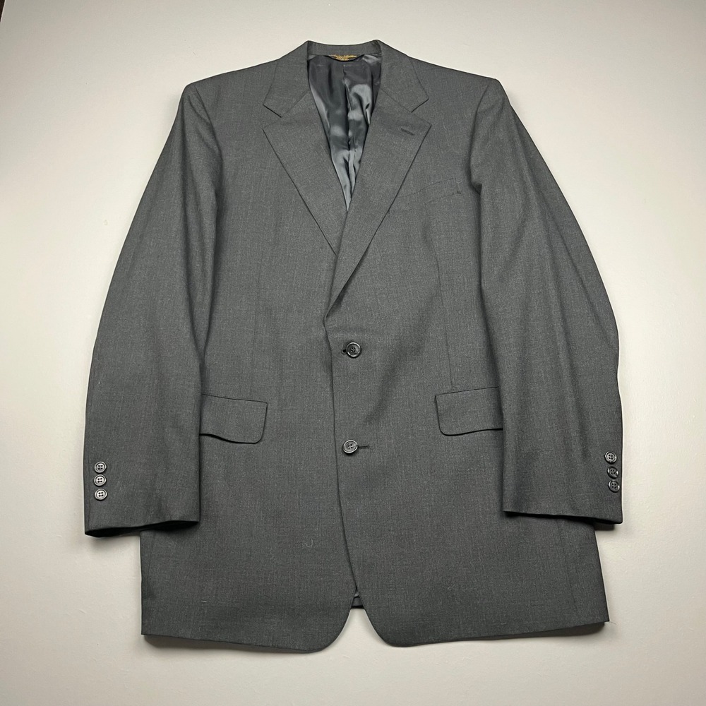 Brooks Brothers Blazer Mens 42R Charcoal Gray Makers Brooksease Two Button USA